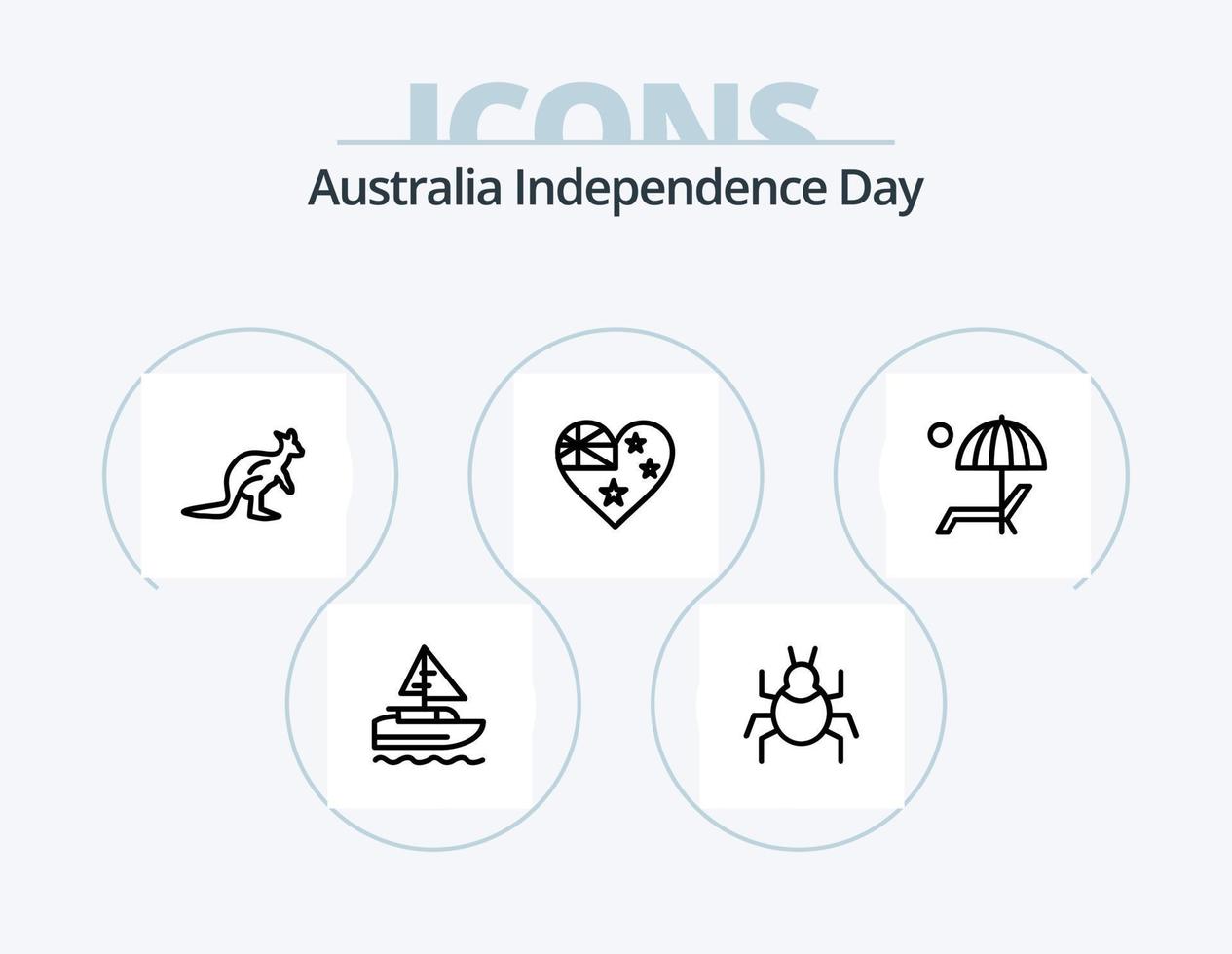 Australia indipendenza giorno linea icona imballare 5 icona design. musica lirica Casa. cultura. Australia. set di città. viaggio vettore