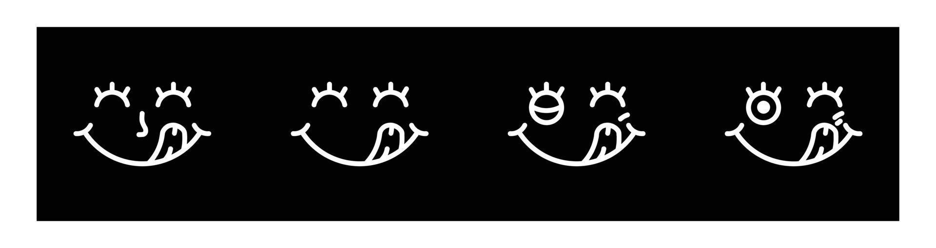 delizioso viso Sorridi icona. delizioso emoji, delizioso Sorridi emoji con lingua leccare bocca. delizioso gustoso cibo simbolo per sociale Rete. vettore