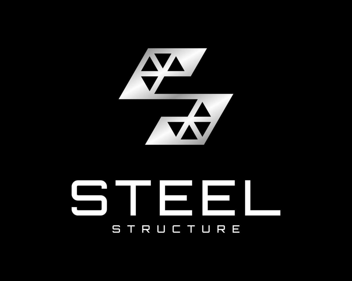 lettera S acciaio metallo inossidabile argento wireframe struttura triangolo poligonale icona vettore logo design