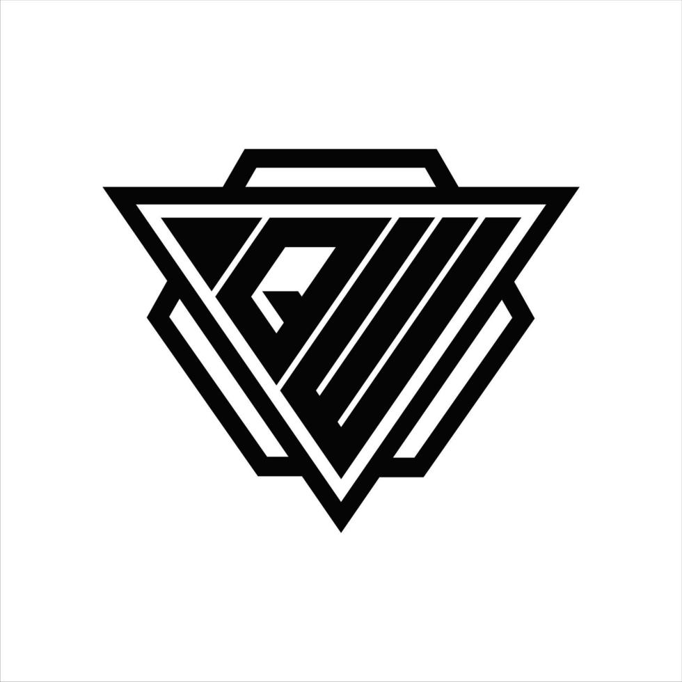 qw logo monogramma con triangolo e esagono modello vettore