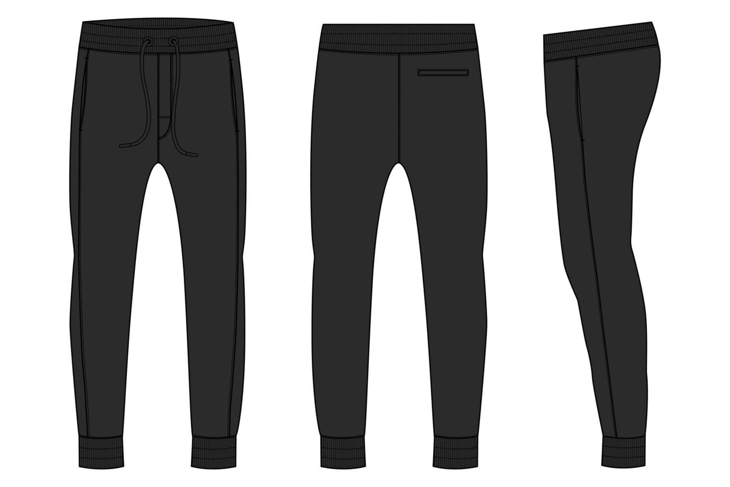 vello tessuto jogger pantaloni della tuta tecnico moda piatto schizzo vettore illustrazione modello davanti e indietro visualizzazioni.