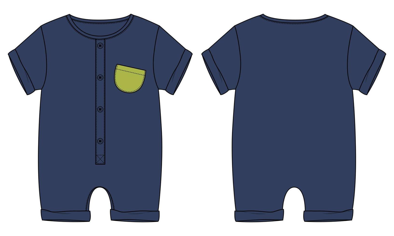 estate body pagliaccetto tecnico moda piatto schizzo vettore illustrazione modello per bambini.