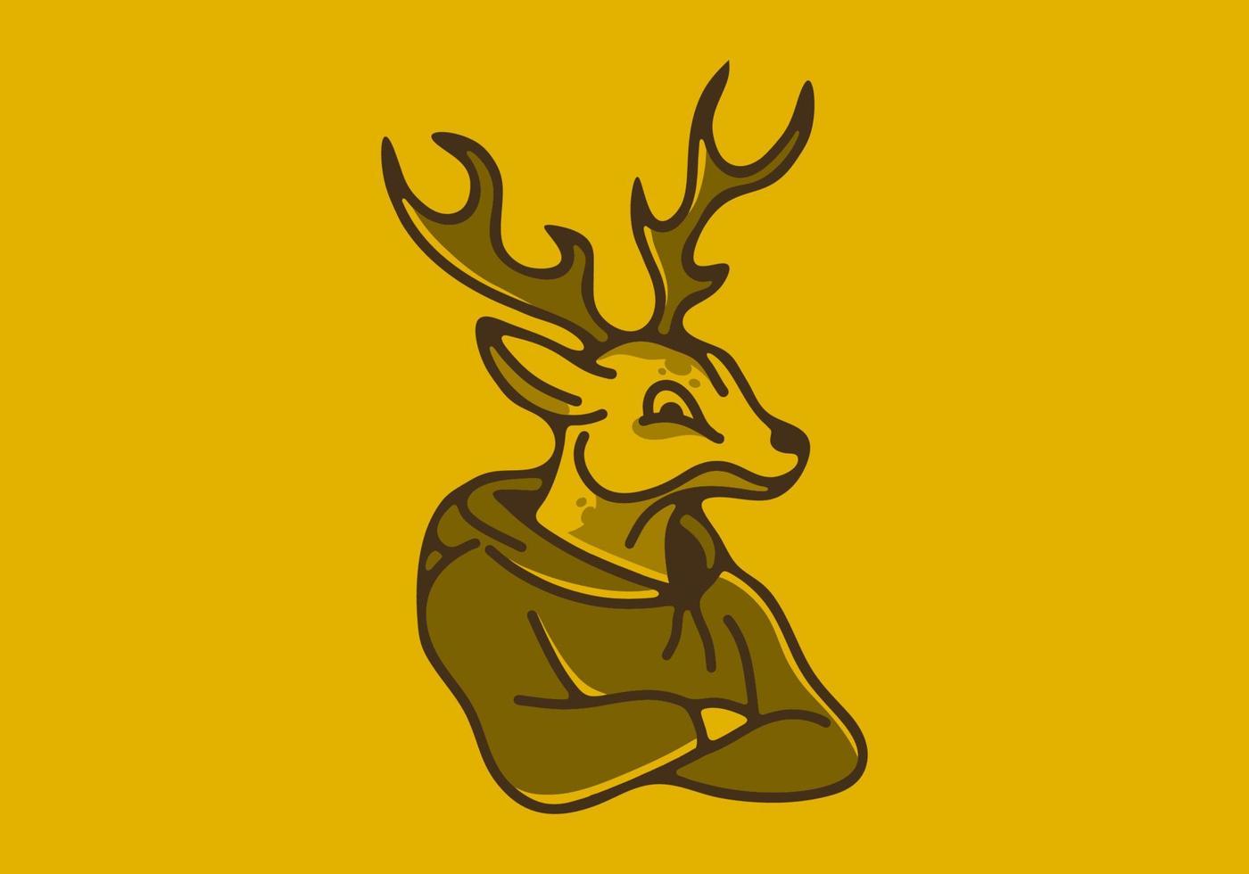 illustrazione design di cervo indossare un' felpa con cappuccio vettore