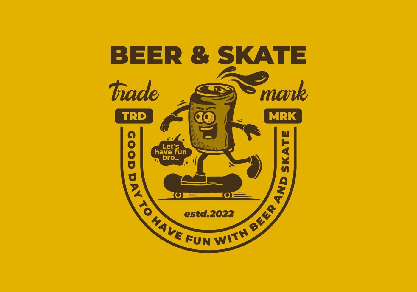 portafortuna illustrazione di un' birra può andare con lo skateboard vettore