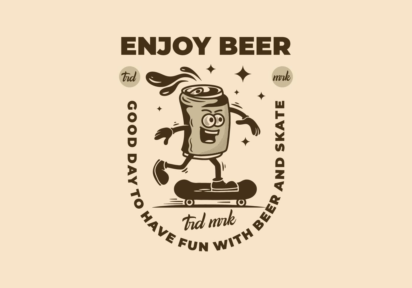 portafortuna illustrazione di un' birra può andare con lo skateboard vettore