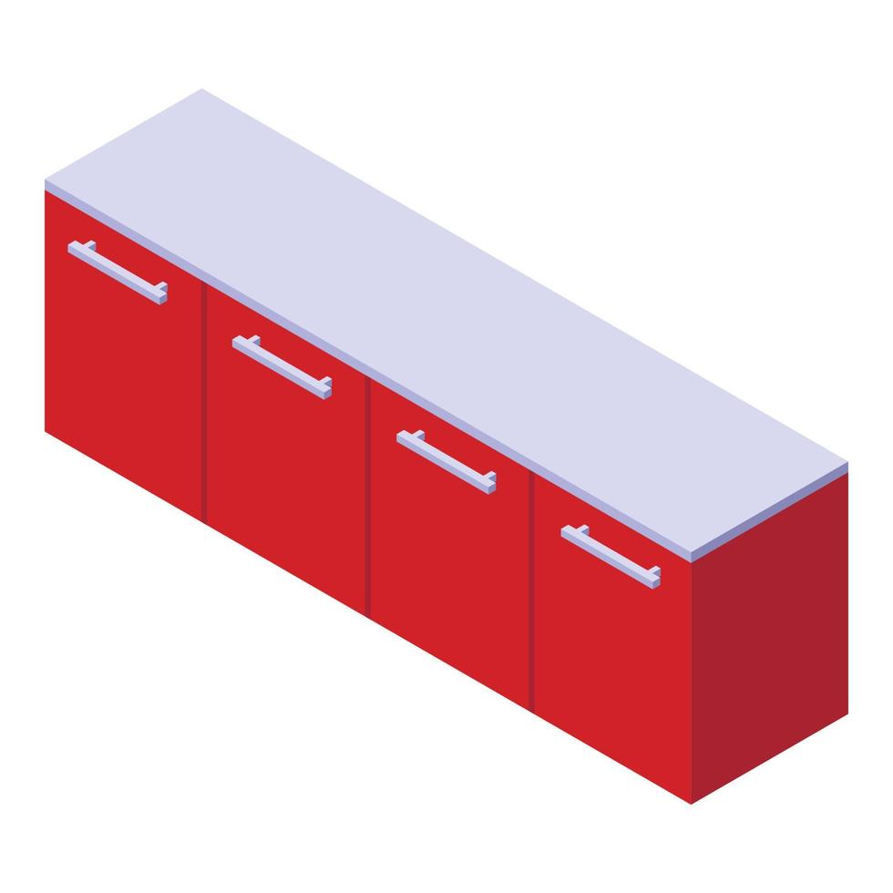rosso cucina isola icona isometrico vettore. interno casa vettore