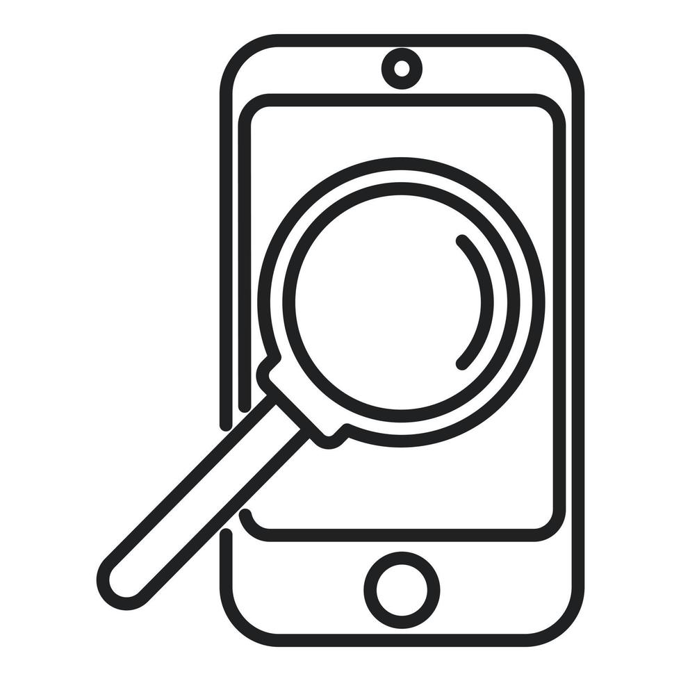smartphone file ricerca icona schema vettore. in linea mobile vettore