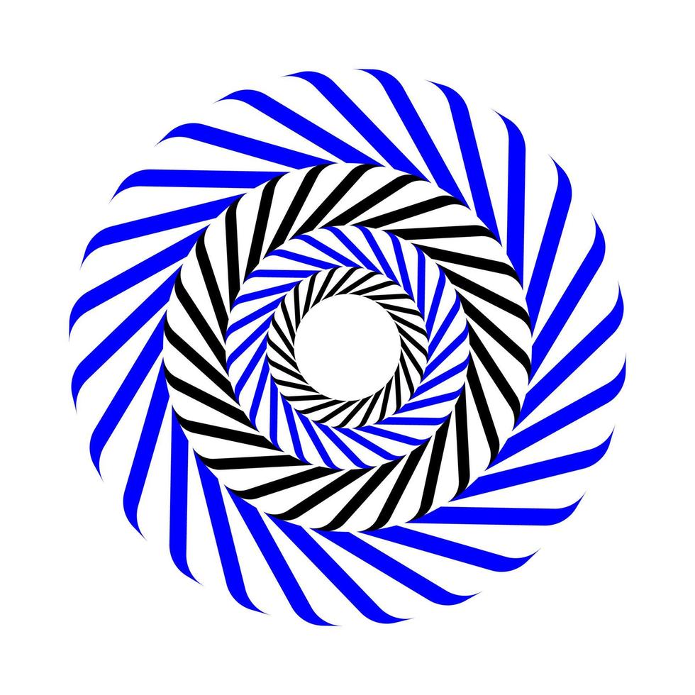 blu e nero operazione arte spirale cerchio su un' bianca sfondo vettore illustrazione