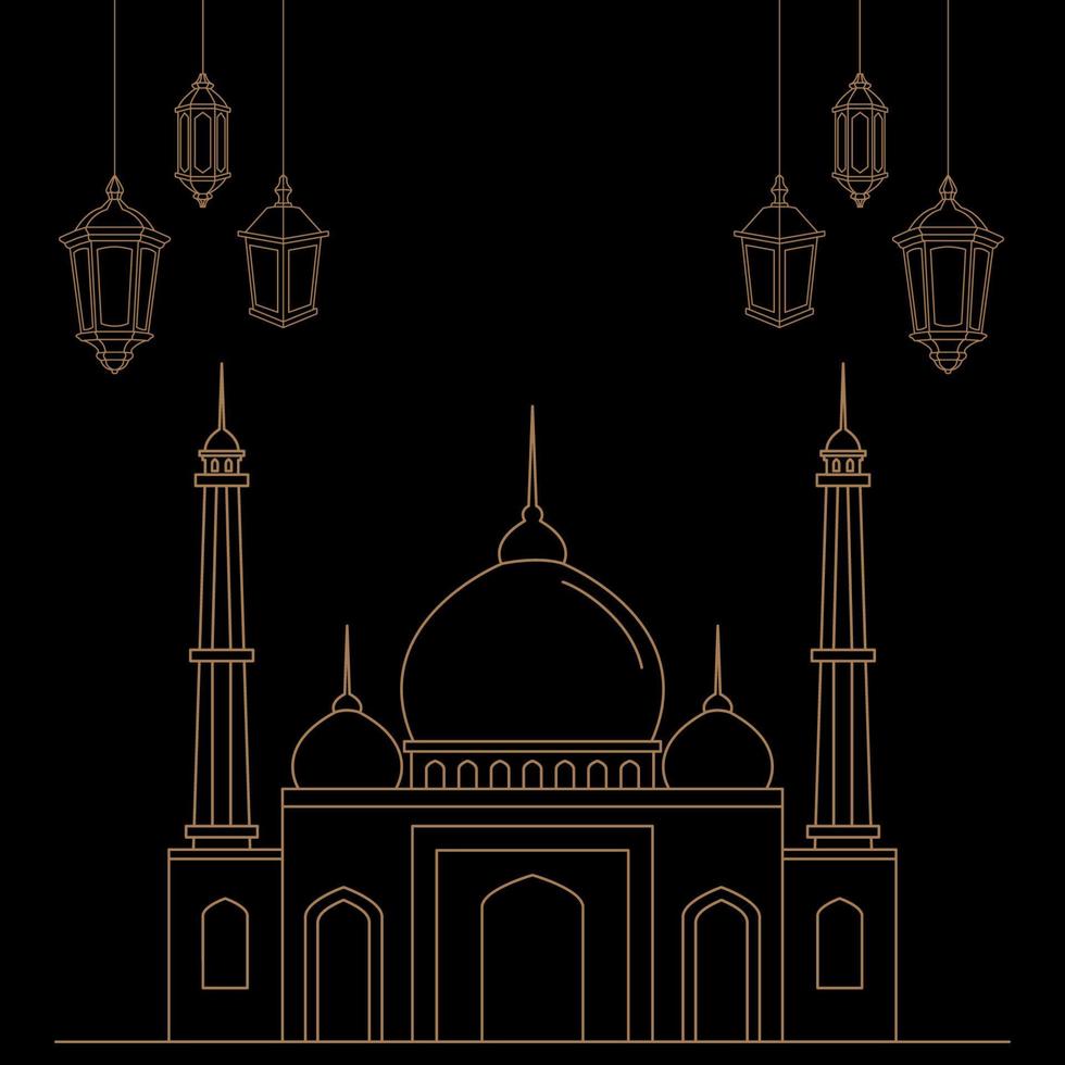 vettore design di un' lanterna e un schema moschea con un' bianca sfondo