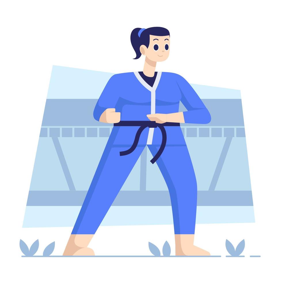 femmina jiu jitsu combattente praticante vettore