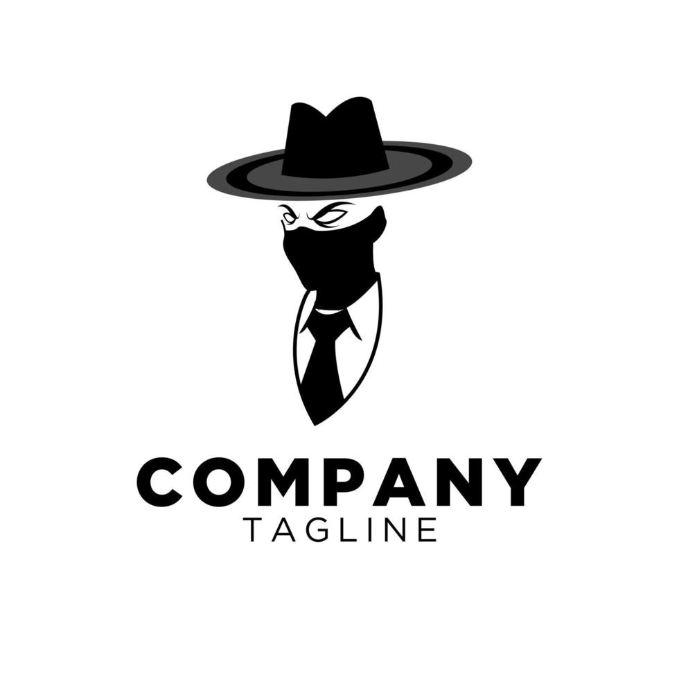 gangster logo con cappello piace cowboy. vettore logo