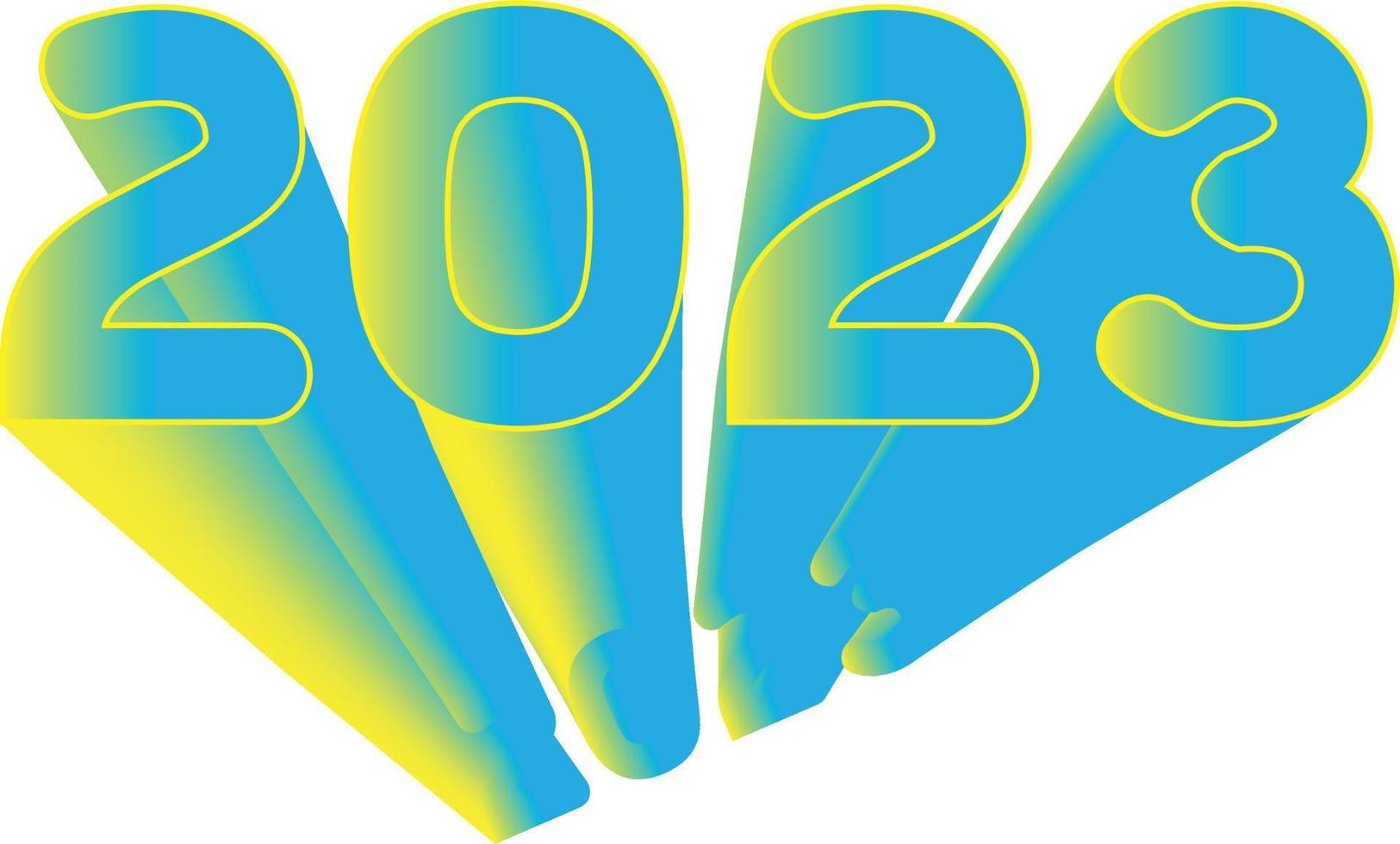 vettore illustrazione di il anno 2023 colorato nel giallo-blu gradazioni