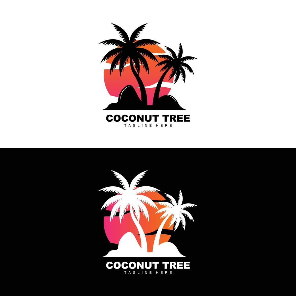 Noce di cocco albero logo, oceano albero vettore, design per modelli, Prodotto marchio, spiaggia turismo oggetto logo vettore