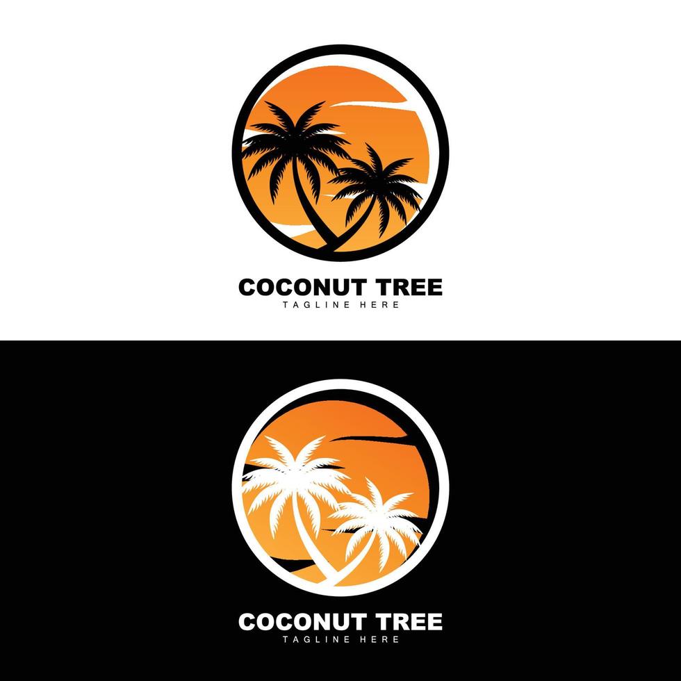 Noce di cocco albero logo, oceano albero vettore, design per modelli, Prodotto marchio, spiaggia turismo oggetto logo vettore