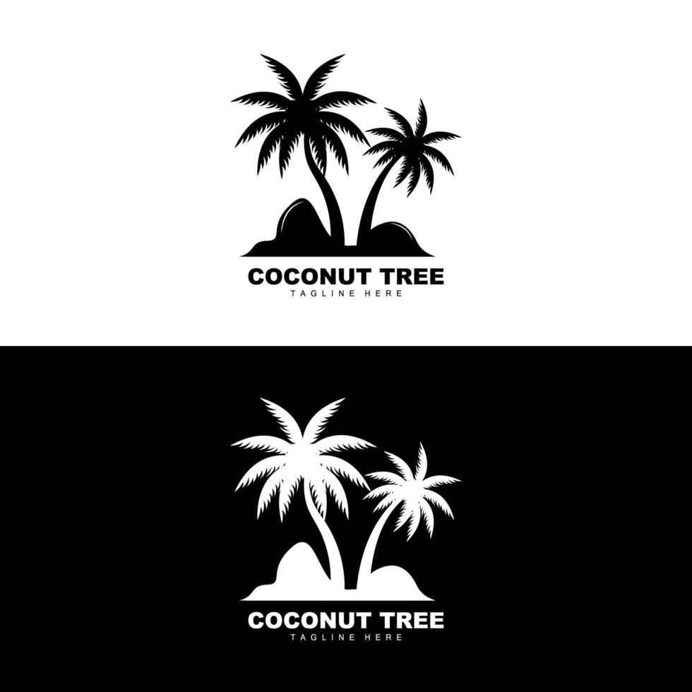 Noce di cocco albero logo, oceano albero vettore, design per modelli, Prodotto marchio, spiaggia turismo oggetto logo vettore