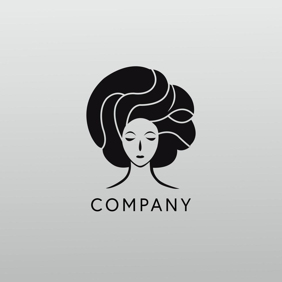 elegante donna capelli logo design modello vettore