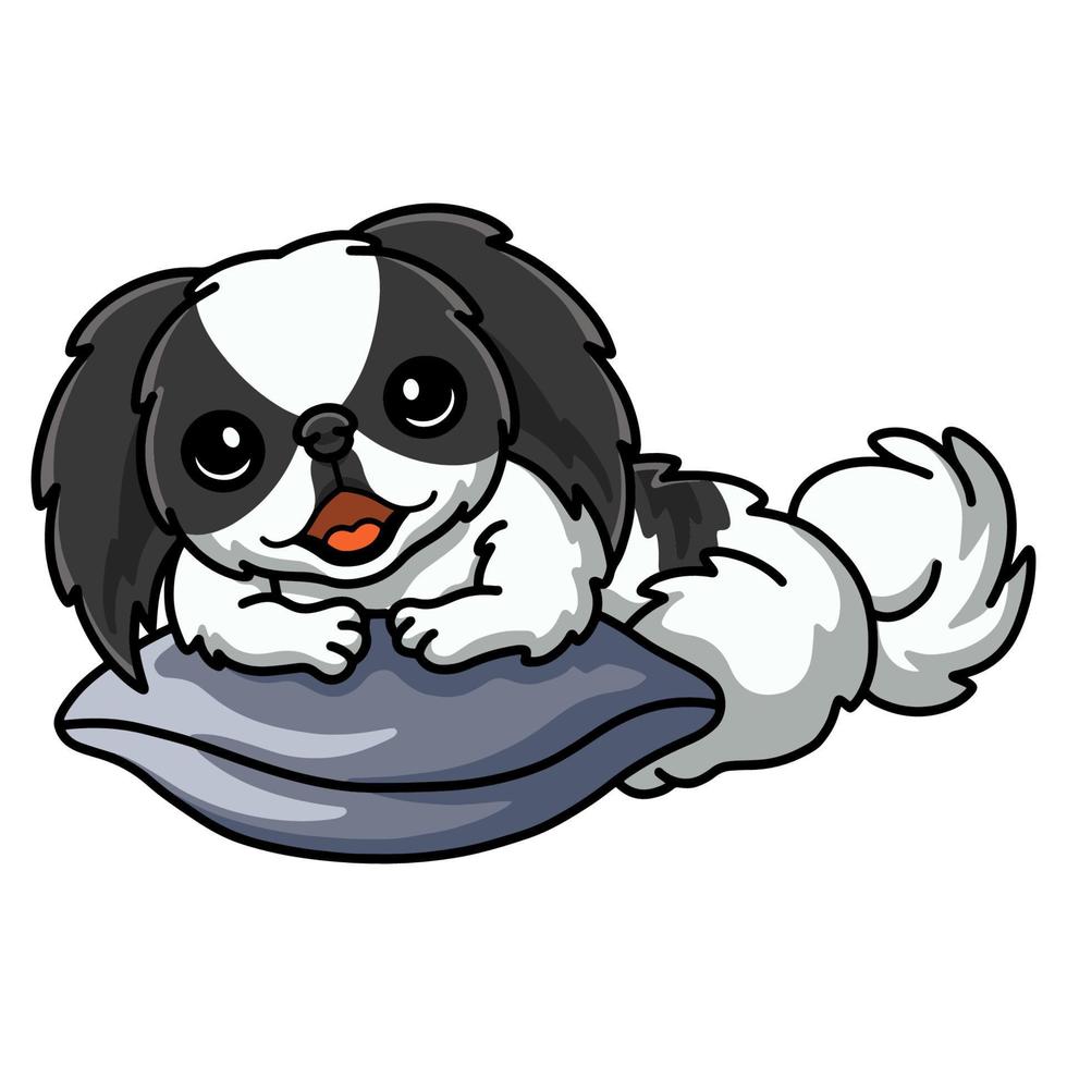 carino giapponese mento cane cartone animato su il cuscino vettore
