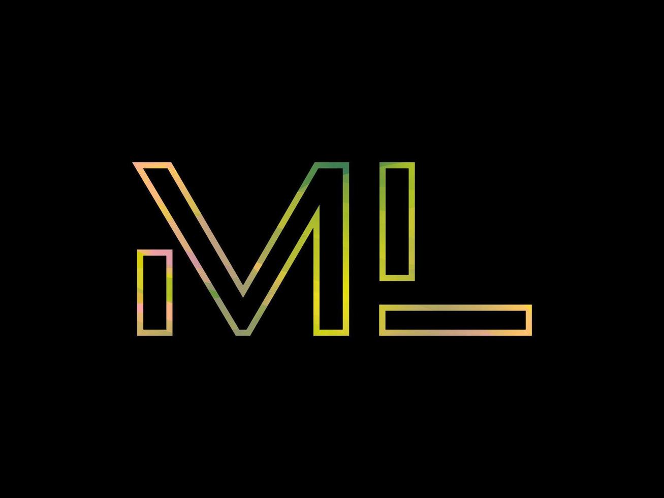 ml lettera logo con colorato arcobaleno struttura vettore. professionista vettore. vettore