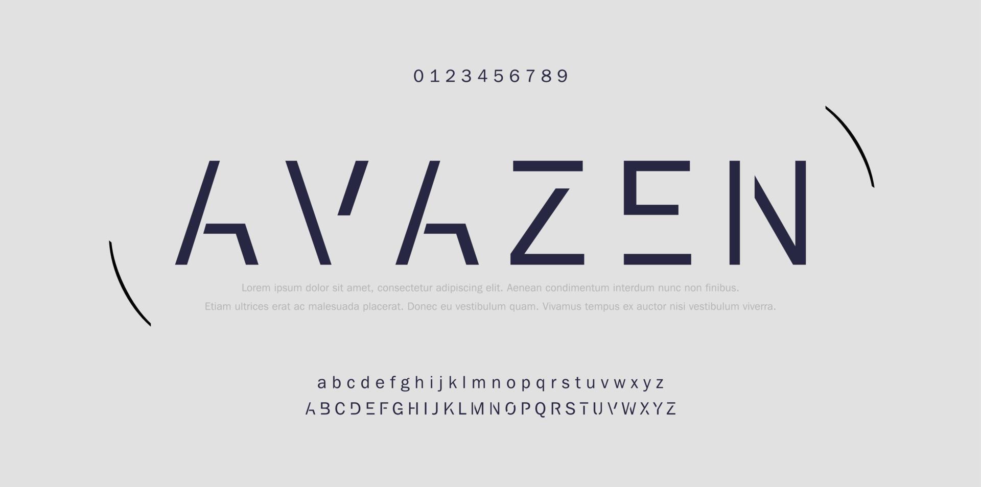 di moda alfabeto lettere. tipografia futuro creativo design concetto font e numeri. vettore illustrazione.