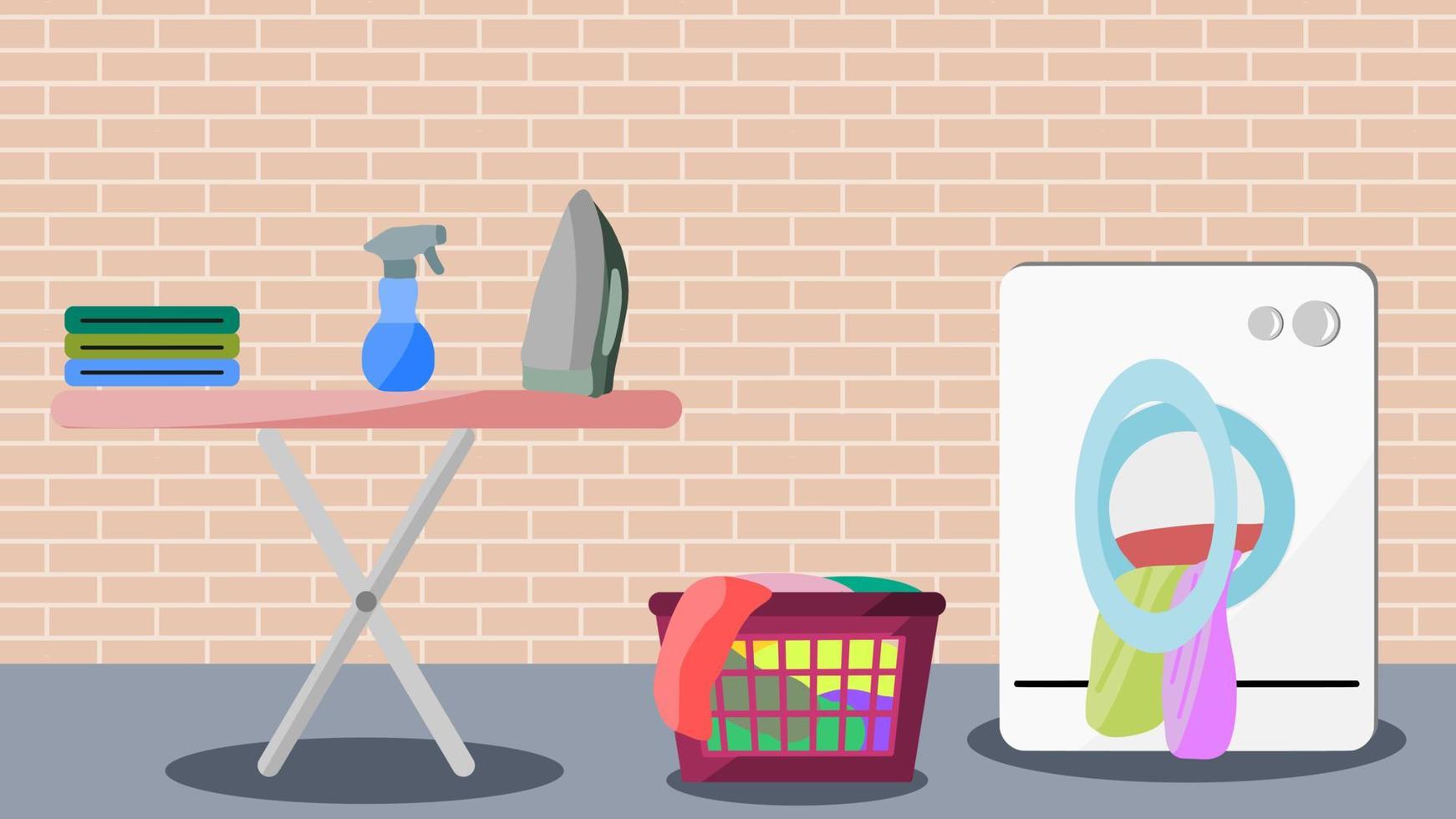 lavaggio macchina e elettrico ferro illustrazione vettore