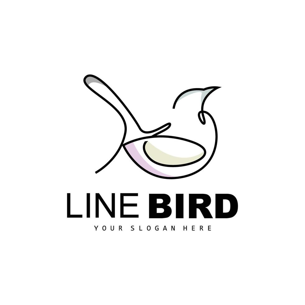 uccello logo, vettore colibrì, semplice semplice linea stile disegno, uccello Ali icona Prodotto marca