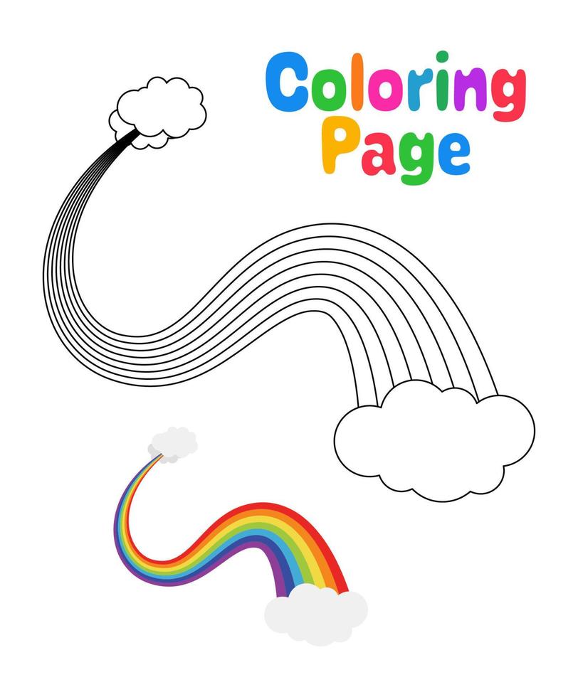 colorazione pagina con arcobaleno per bambini vettore