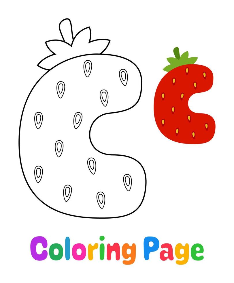 colorazione pagina con alfabeto c per bambini vettore