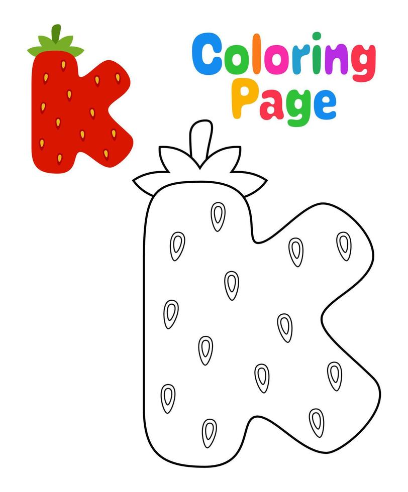 colorazione pagina con alfabeto K per bambini vettore