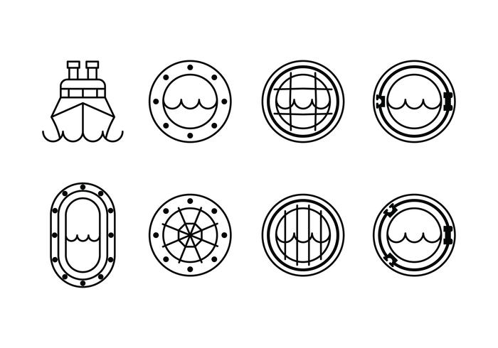 Icone set finestra della nave vettore