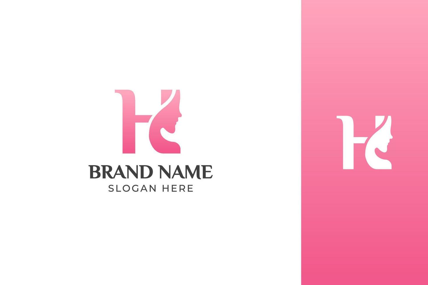 lettera bellezza viso rosa logo design vettore