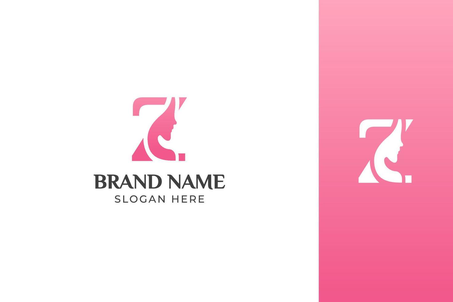 lettera bellezza viso rosa logo design vettore