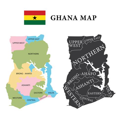 Mappa del Ghana vettore