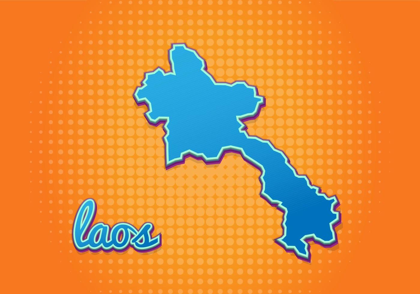 retrò carta geografica di Laos con mezzitoni sfondo. cartone animato carta geografica icona nel comico libro e pop arte stile. cartografia attività commerciale concetto. grande per bambini disegno, educativo gioco, magnete o manifesto design. vettore