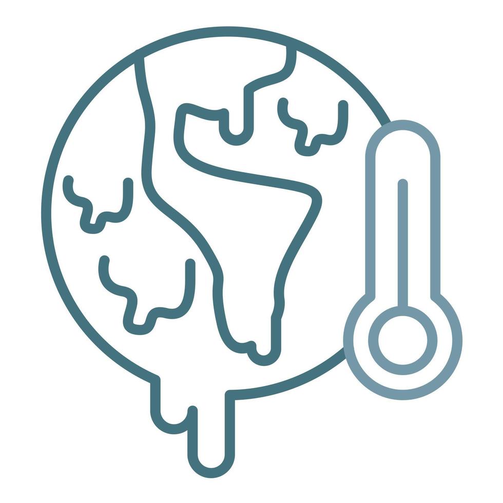 icona a due colori della linea del riscaldamento globale vettore
