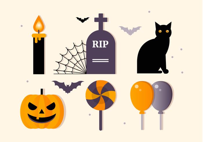 Collezione di elementi vettoriali gratis piatto Halloween