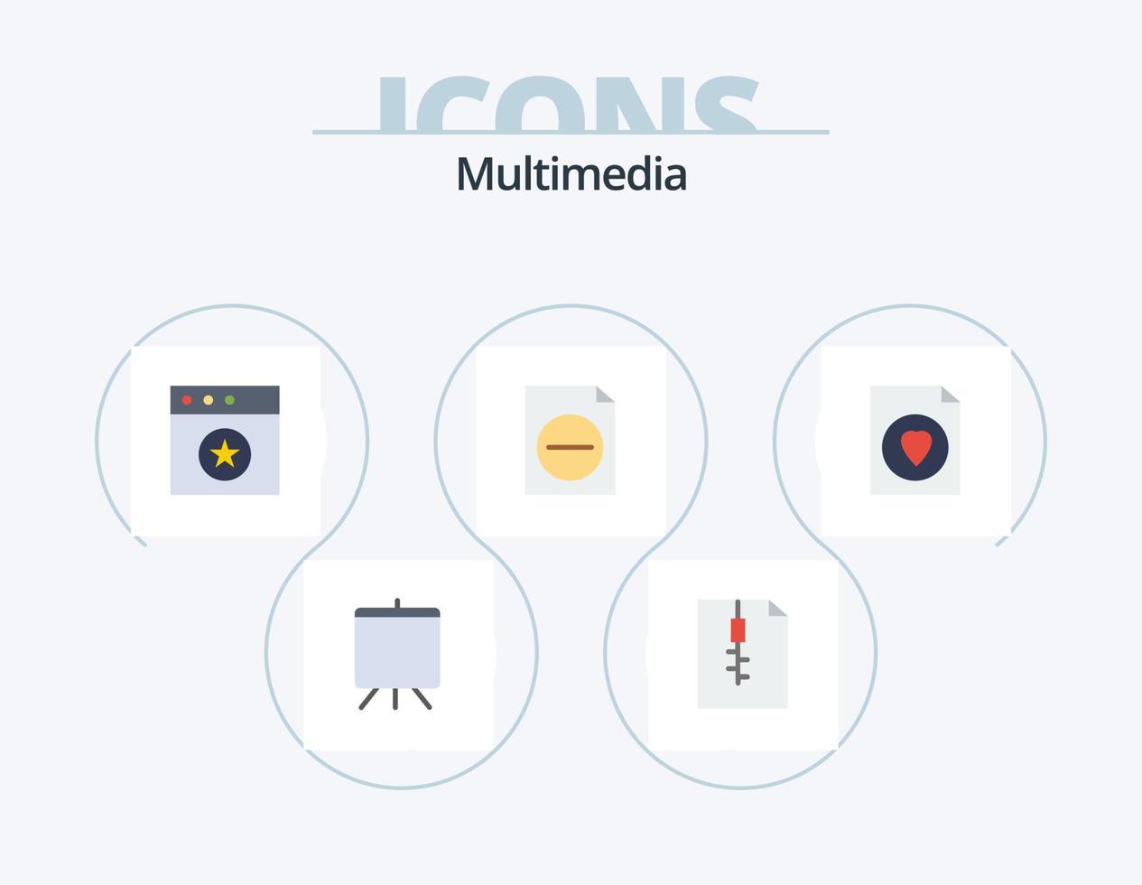 multimedia piatto icona imballare 5 icona design. . . Mac. file. documento vettore