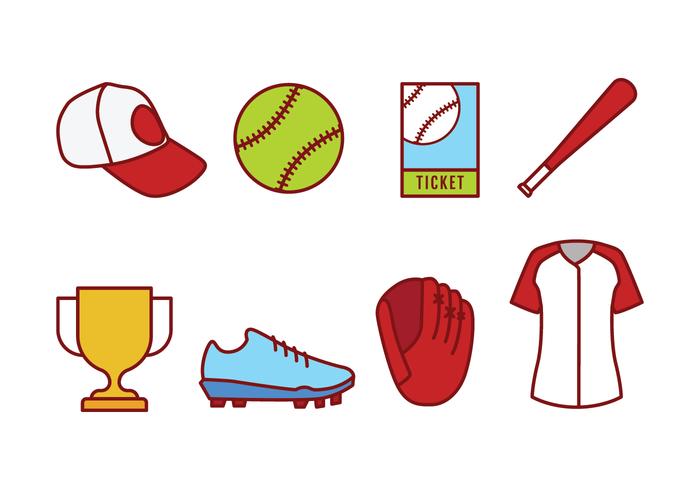 Set di icone di softball vettore