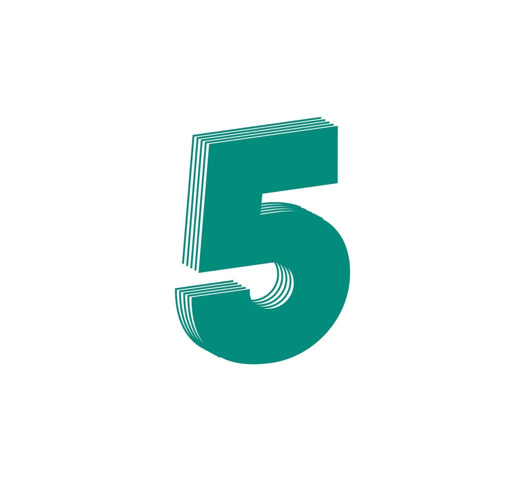 3d lineare moderno logo di il numero 5. numero nel il modulo di un' linea striscia. lineare astratto design di alfabeto numero personaggio e cifra. logo, aziendale identità, app, creativo manifesto e di più. vettore