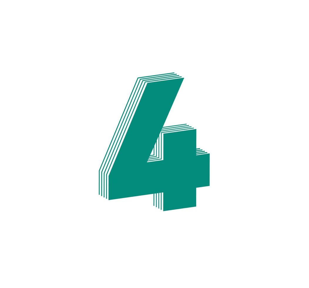 3d lineare moderno logo di il numero 4. numero nel il modulo di un' linea striscia. lineare astratto design di alfabeto numero personaggio e cifra. logo, aziendale identità, app, creativo manifesto e di più. vettore