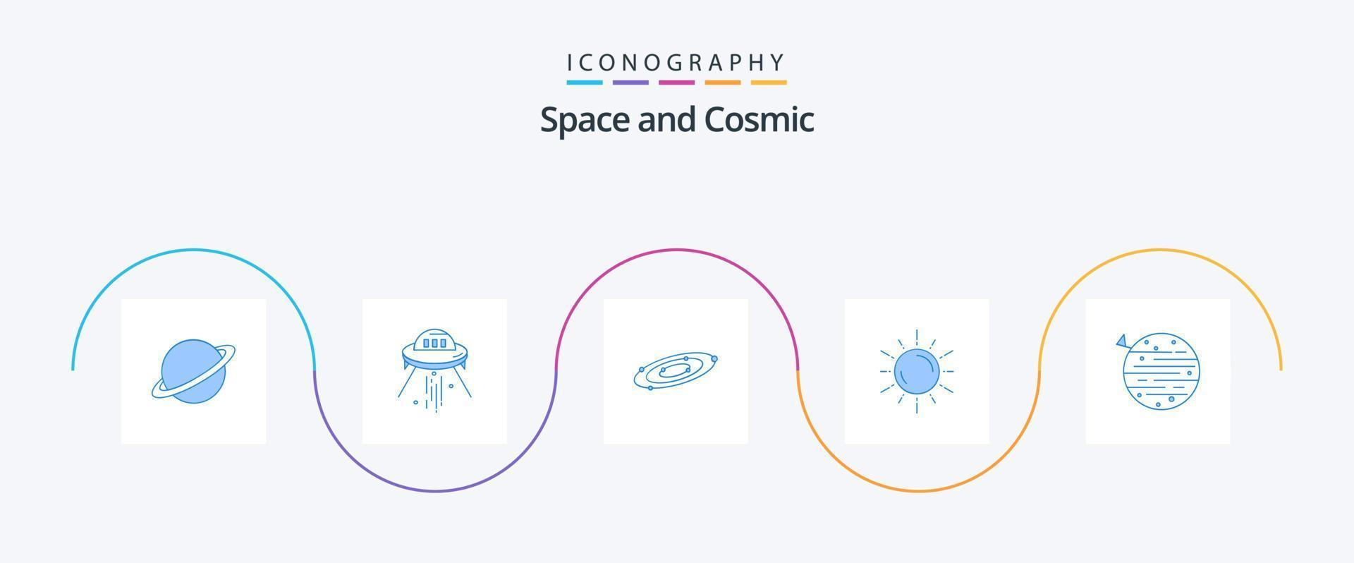 spazio blu 5 icona imballare Compreso spazio. universo. razzo. sistema. astronomia vettore