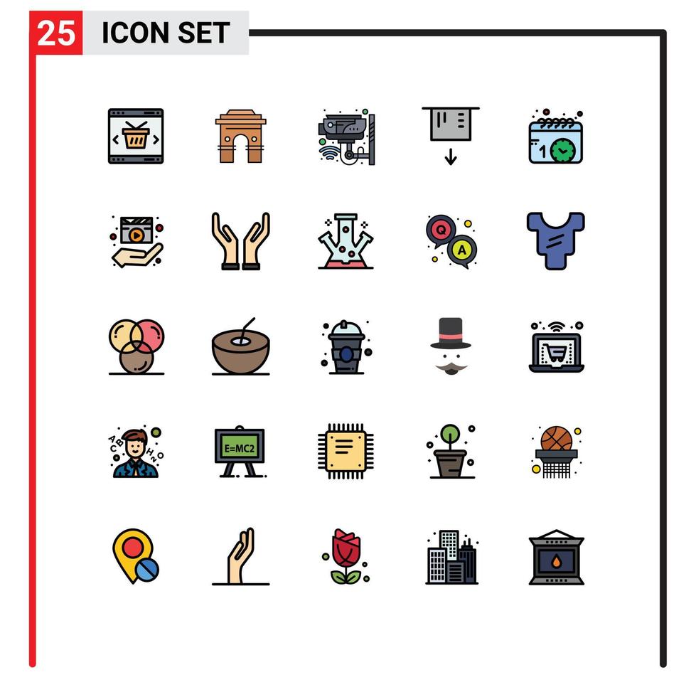 25 creativo icone moderno segni e simboli di ATM inteligente India sicurezza cctv modificabile vettore design elementi