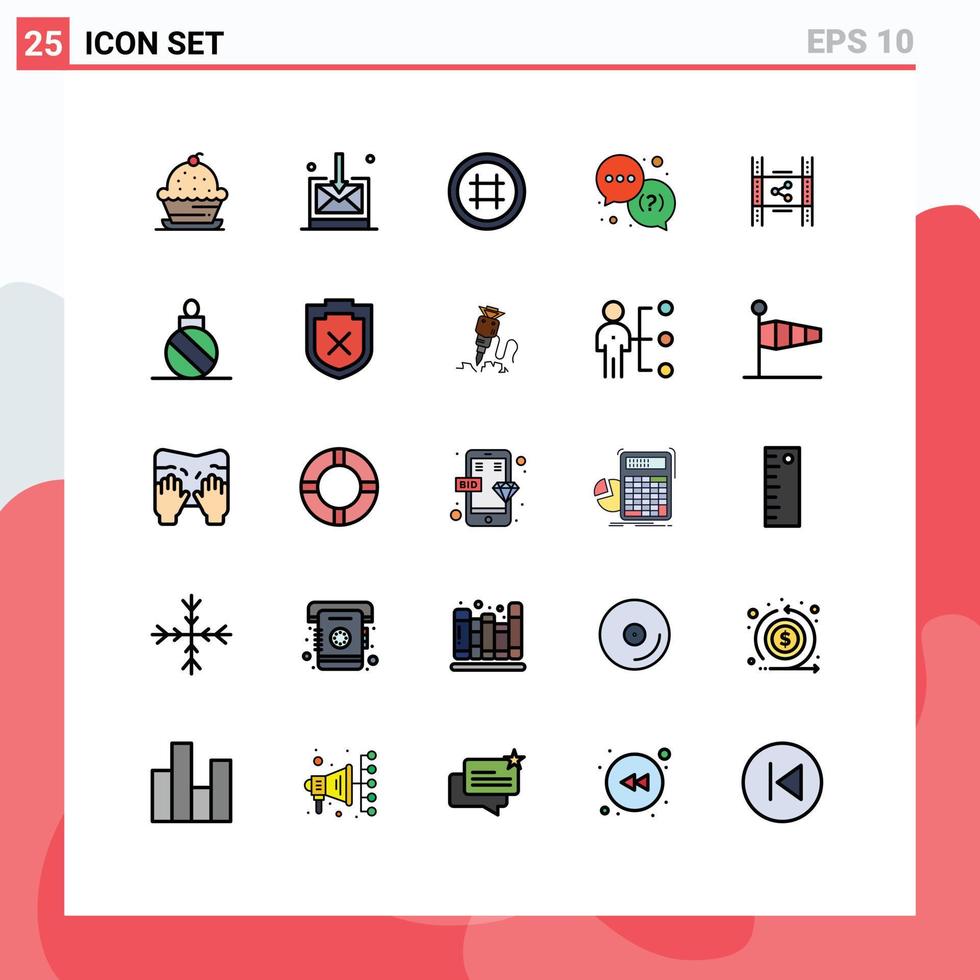 25 creativo icone moderno segni e simboli di film supporto hash etichetta servizio Aiuto modificabile vettore design elementi