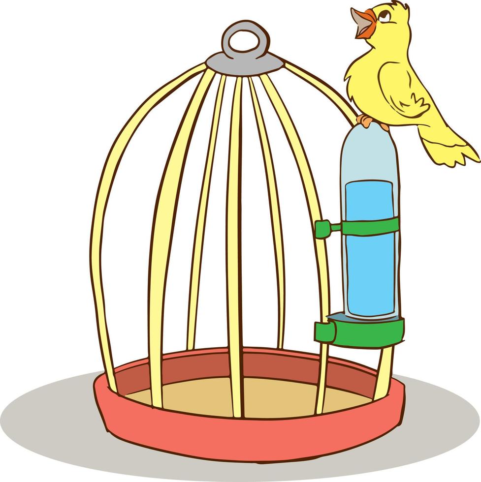 uccello e gabbia cartone animato vettore