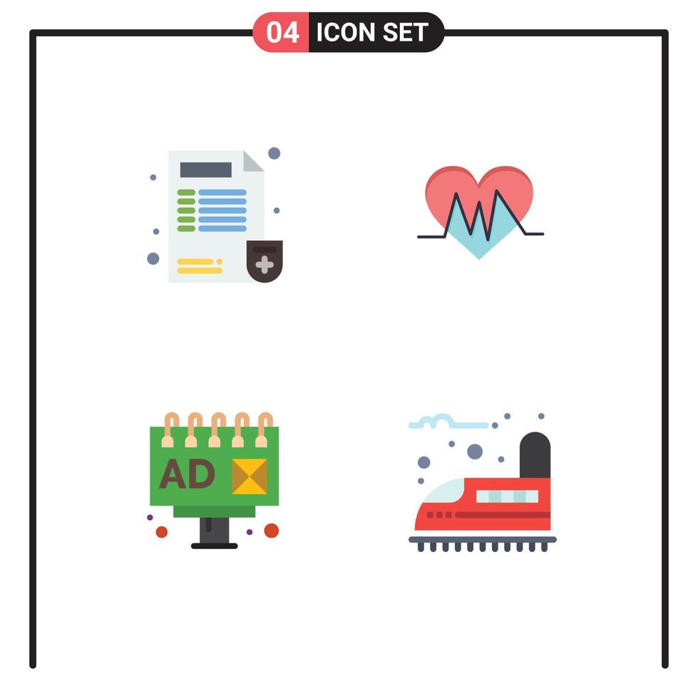 mobile interfaccia piatto icona impostato di 4 pittogrammi di medico pubblicità rapporto battito cardiaco Ferrovia modificabile vettore design elementi