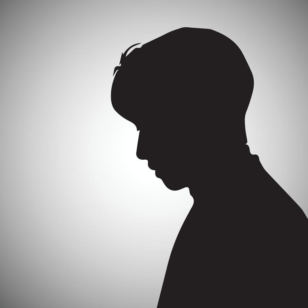 triste ragazzo solo silhouette di molto triste uomo vettore