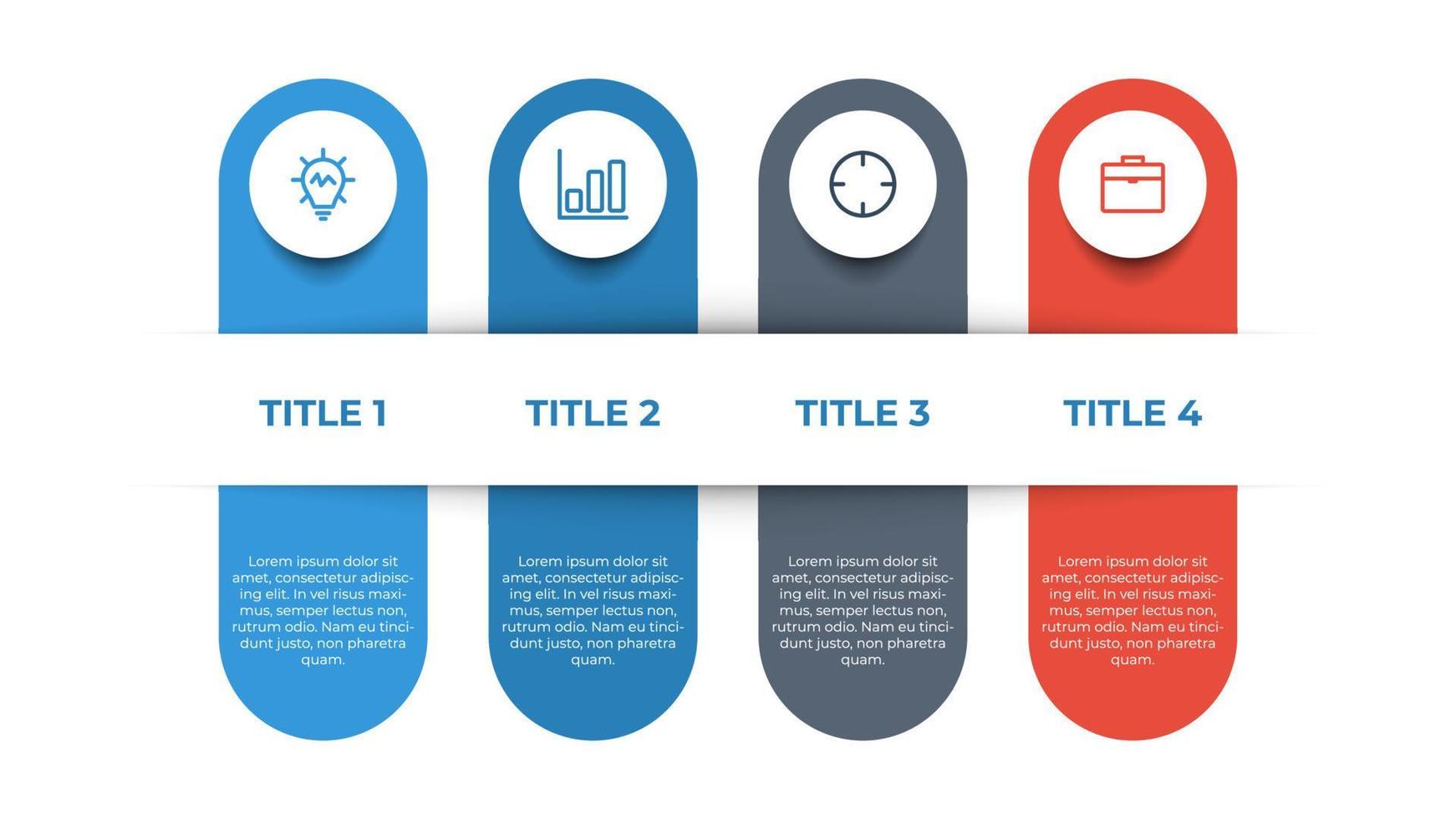 Infografica elemento con 4 opzioni, passi, processi, elenco, punto. attività commerciale dati visualizzazione modello vettore