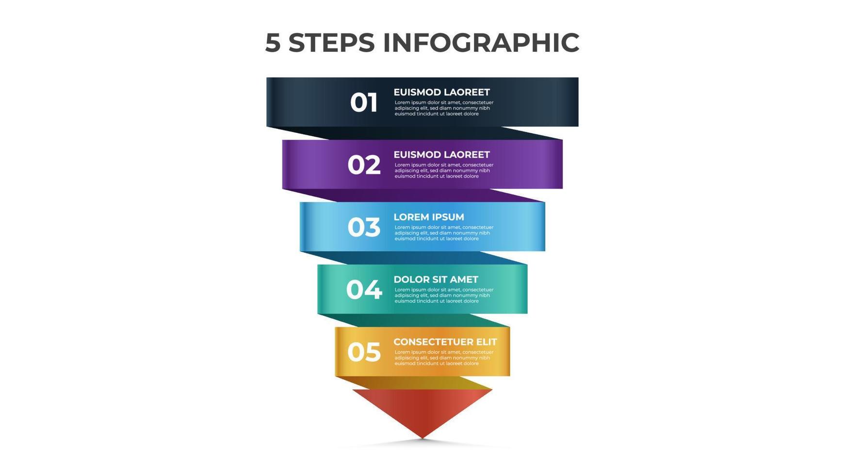 5 punti di passi, Infografica modello, disposizione design vettore con freccia diagramma