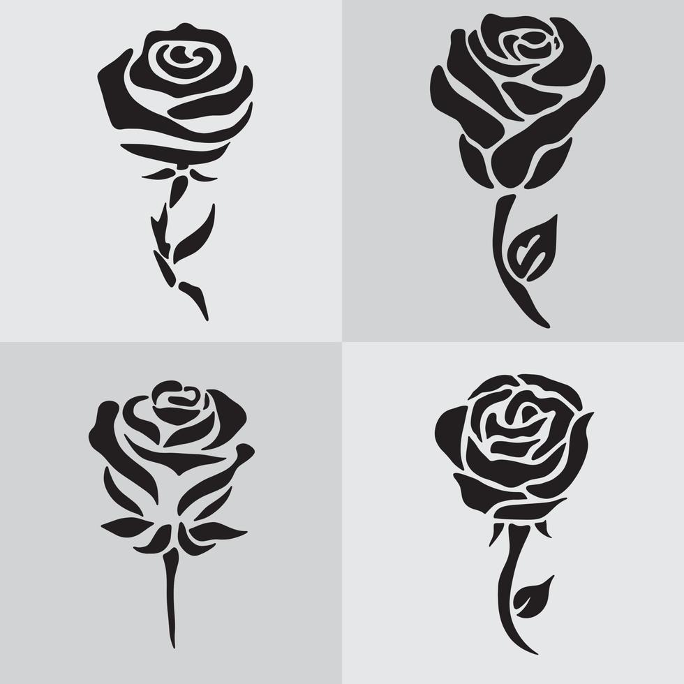 nero rosa fiore tatuaggio logo vettore