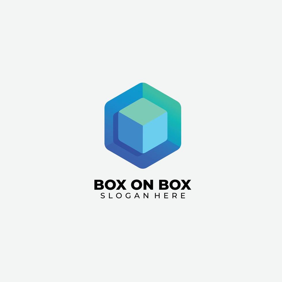 scatola logo con esagono design pendenza colore vettore