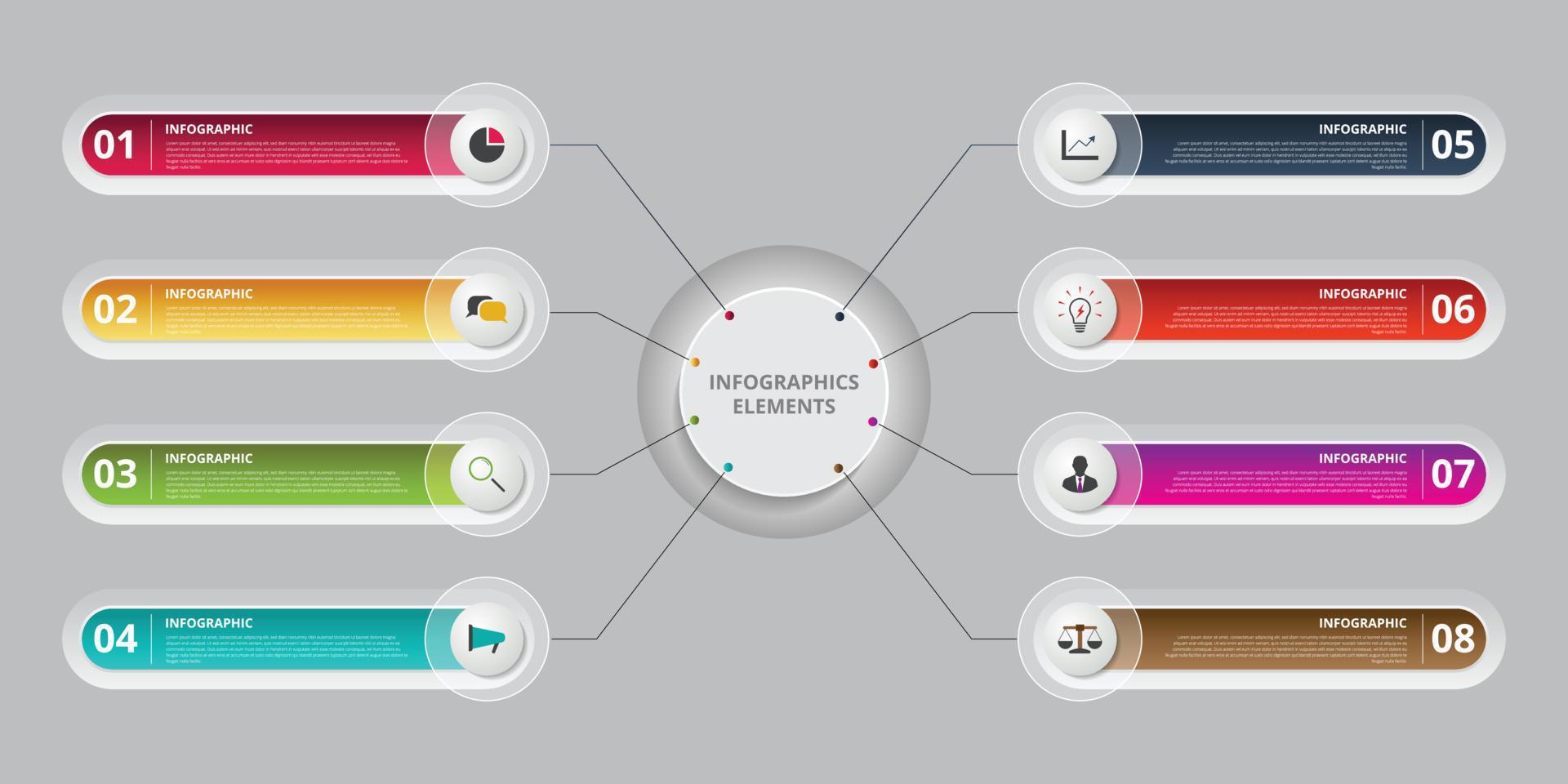 Infografica modello vettore con trasparente il giro cerchio pulsante